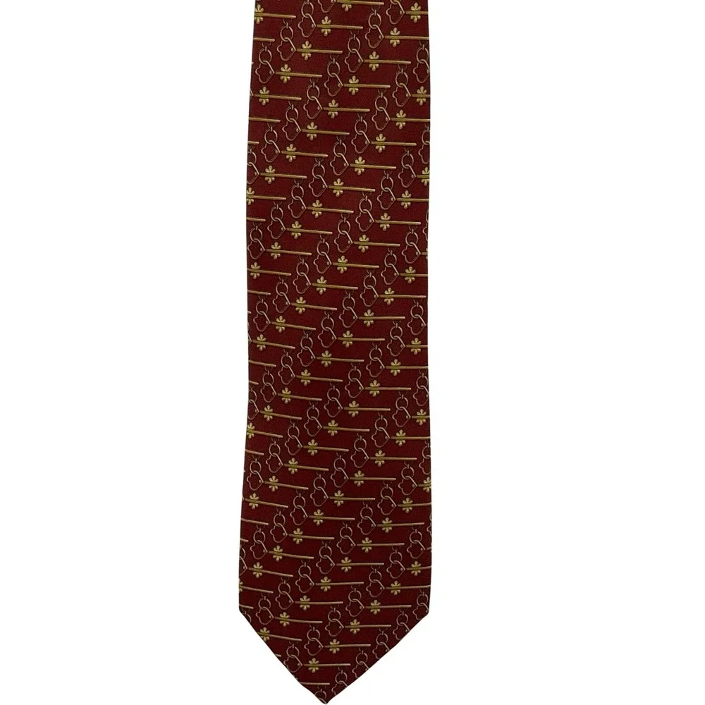 GUCCI Paolo‎ Red Geometric Vintage Key 100% Silk Mens Luxury Tie - 3.75